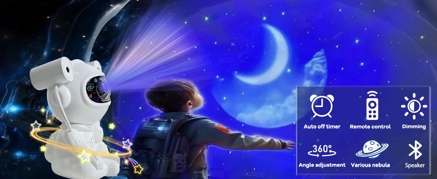 Lumora - Astronaut Nebula Projector Romantic Atmosphere Children's Room Decor Companion Bluetooth Speaker