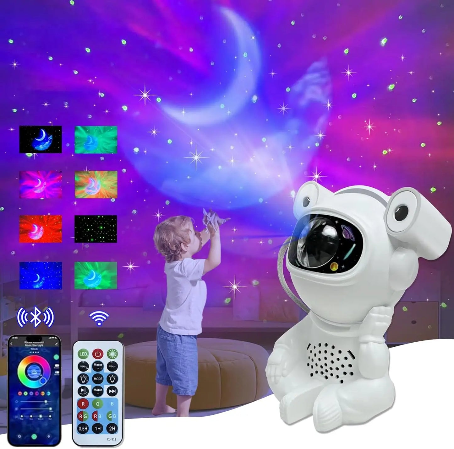 Lumora - Astronaut Nebula Projector Romantic Atmosphere Children's Room Decor Companion Bluetooth Speaker