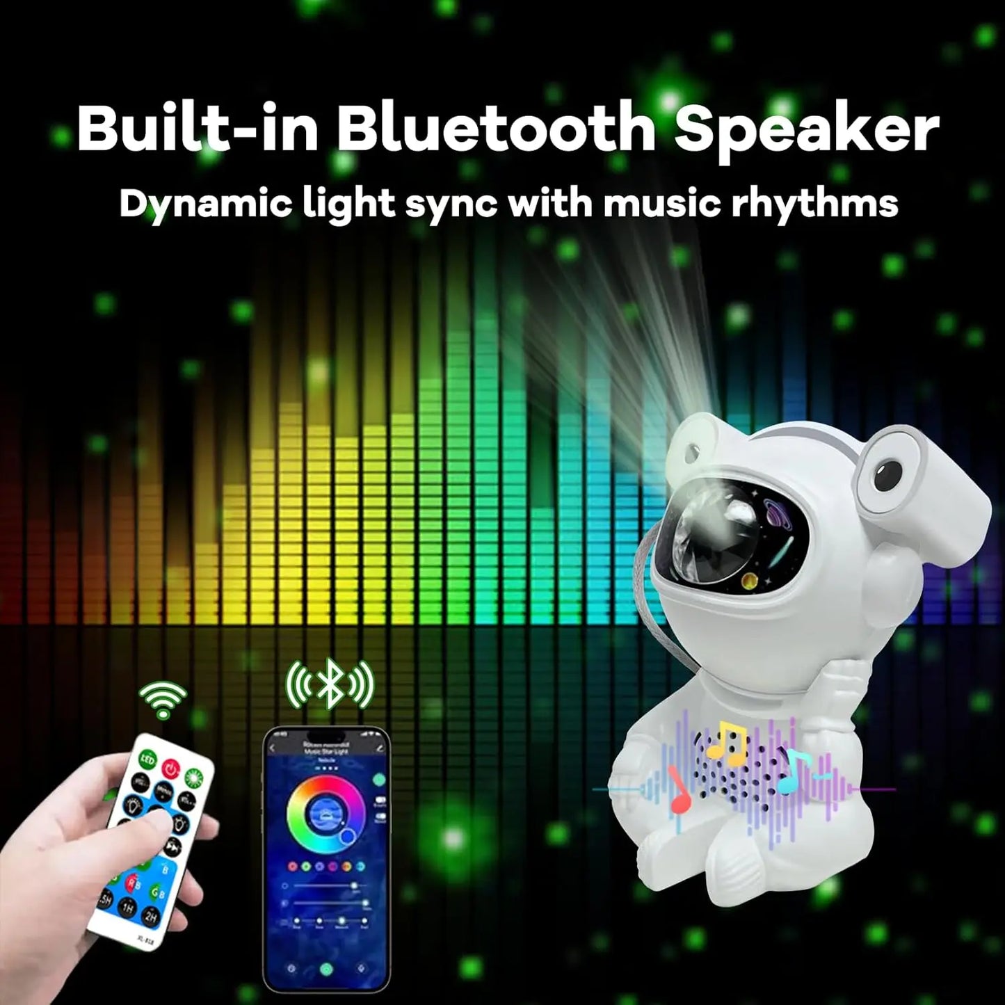 Lumora - Astronaut Nebula Projector Romantic Atmosphere Children's Room Decor Companion Bluetooth Speaker